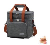 WUWYOUWL Bolso de Almuerzo Aislado, Impermeable de Gran Capacidad CoolerBag, Bolso de Hombro Plegable Para Mujeres, Hombres, Niños y Estudiantes (Gris, 12.3L)