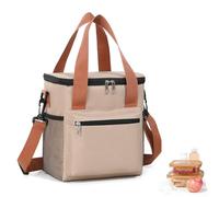 WUWYOUWL Bolso de Almuerzo Aislado, Impermeable de Gran Capacidad CoolerBag, Bolso de Hombro Plegable Para Mujeres, Hombres, Niños y Estudiantes (Caqui, 7.3L)