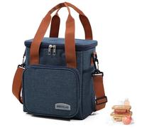 WUWYOUWL Bolso de Almuerzo Aislado, Impermeable de Gran Capacidad CoolerBag, Bolso de Hombro Plegable Para Mujeres, Hombres, Niños y Estudiantes (Azul, 7.3L)