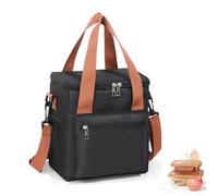 WUWYOUWL Bolso de Almuerzo Aislado, Impermeable de Gran Capacidad CoolerBag, Bolso de Hombro Plegable Para Mujeres, Hombres, Niños y Estudiantes (Negro-1, 7.3L)