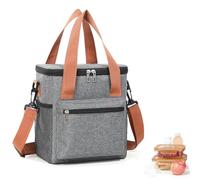 WUWYOUWL Bolso de Almuerzo Aislado, Impermeable de Gran Capacidad CoolerBag, Bolso de Hombro Plegable Para Mujeres, Hombres, Niños y Estudiantes (Gris-1, 7.3L)