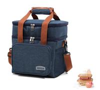 WUWYOUWL Bolso de Almuerzo Aislado, Impermeable de Gran Capacidad CoolerBag, Bolso de Hombro Plegable Para Mujeres, Hombres, Niños y Estudiantes (Azul, 12.3L)