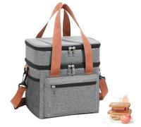 WUWYOUWL Bolso de Almuerzo Aislado, Impermeable de Gran Capacidad CoolerBag, Bolso de Hombro Plegable Para Mujeres, Hombres, Niños y Estudiantes (Gris-1, 12.3L)