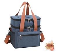 WUWYOUWL Bolso de Almuerzo Aislado, Impermeable de Gran Capacidad CoolerBag, Bolso de Hombro Plegable Para Mujeres, Hombres, Niños y Estudiantes (Azul-1, 12.3L)