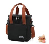 WUWYOUWL Bolso de Almuerzo Aislado, Impermeable de Gran Capacidad CoolerBag, Bolso de Hombro Plegable Para Mujeres, Hombres, Niños y Estudiantes (Negro, 7.3L)