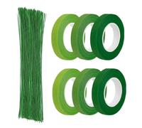 WUWYOUWL Cinta de floristería, alambre para flores, cinta crepé, alambre para tallos, verde para envolver ramos y artesanías florales (106)