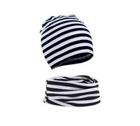 WUWYOUWL Gorro de algodón suave para bebé, bufanda de duende de dos piezas para 1-3, unisex, para otoño e invierno, Rayas blancas y negras., Talla única