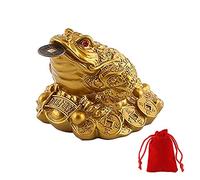 WUWYOUWL - Moneda de rana de la suerte, moneda de sapo Feng Shui, dije chino para prosperidad, decoración del hogar, regalo con una bolsa de la suerte