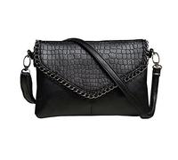 WuXingMeiLi 2019 Pequeño cuero Crossbody monederos y bolsos con correa para el hombro para la Mujer Negro Bolso De Hombro Cuero Bolsa De de Mini Para Mujer (Negro)