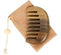 Wuxiuxiu Sandal Wood - Peine antiestático para el pelo, dientes anchos, hecho a mano, sándalo verde para barba, bigote, peine desenredante de madera natural para mujeres y hombres, 3 pulgadas