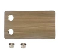 WUXTOKV Escritorio RV 80x40cm, Tabla para Soporte Mesa Camper, Superficie Impermeable con 2 Portavasos INOX(Brown)