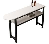 WUXTOKV Mesa Alta, Mesa Bar Doble Capa, Patas de Metal, Ahorra Espacio, Es Antioxidante y Resistente Al Desgaste, Ideal para Bares y Salas de Estar(White,150x105x30CM/59x41x12IN)