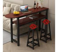 WUXTOKV Mesa Alta, Mesa Bar Doble Capa, Patas de Metal, Ahorra Espacio, Es Antioxidante y Resistente Al Desgaste, Ideal para Bares y Salas de Estar(Brown,140x105x30CM/55x41x12IN)