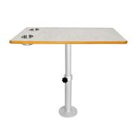 WUXTOKV Muebles Camper para Furgonetas, Mesa 80x40cm, Pata Telescópica 45-69cm, Giratoria y Extraíble(White)