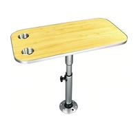 WUXTOKV Muebles Camper para Furgonetas, Mesa Regulable 57-73 cm, 7 Niveles, Pata Aluminio, Tablero Madera 40x80 cm(Yellow)