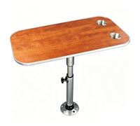 WUXTOKV Muebles Camper para Furgonetas, Mesa Regulable 57-73 cm, 7 Niveles, Pata Aluminio, Tablero Madera 40x80 cm(Orange)
