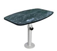 WUXTOKV Muebles Camper para Furgonetas, Mesa Regulable en Altura 45-69cm, Tablero Aluminio 60x38cm, Giratoria y Desmontable(Green)