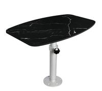 WUXTOKV Muebles Camper para Furgonetas, Mesa Regulable en Altura 45-69cm, Tablero Aluminio 60x38cm, Giratoria y Desmontable(Black)