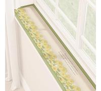 WUXTOKV Tapete a Prueba de Polvo para Balcones, Tapete para Ventana de PU, Impermeable, a Prueba de Polvo, Resistente al Calor, Estampados Florales(Yellow,100x20CM)