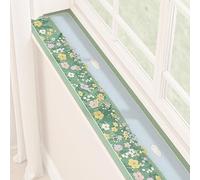 WUXTOKV Tapete a Prueba de Polvo para Balcones, Tapete para Ventana de PU, Impermeable, a Prueba de Polvo, Resistente al Calor, Estampados Florales(Blue,290x15CM)