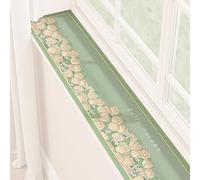 WUXTOKV Tapete a Prueba de Polvo para Balcones, Tapete para Ventana de PU, Impermeable, a Prueba de Polvo, Resistente al Calor, Estampados Florales(Green,100x20CM)