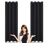 WUXXIANG 100% Cortinas Opacas 2 Piezas 190 x 60 cm Conserva Intimidad y Temperatura, Cortinas Opacas Térmicas Aislantes, con Corbatas, para Dormitorio, Cocina, Negro