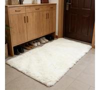 WUXXIANG Alfombra de Pelo Largo 115 x 225 cm Muy Suave, Lavable, Fluffy, Elegante, Antideslizante, Fácil de Limpiar, Moderno Alfombra Shaggy para Salón, Dormitorio, Pasillo, Blanco