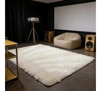 WUXXIANG Alfombra de Pelo Largo 115 x 225 cm Muy Suave, Lavable, Fluffy, Elegante, Antideslizante, Fácil de Limpiar, Moderno Pelusa Alfombras para Salón, Dormitorio, Pasillo, Blanco