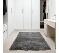 WUXXIANG Alfombra de Pelo Largo 180 x 45 cm Muy Suave, Lavable, Fluffy, Elegante, Antideslizante, Fácil de Limpiar, Moderno Alfombra de Felpa para Salón, Dormitorio, Pasillo, Gris