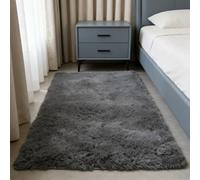 WUXXIANG Alfombra de Pelo Largo 187 x 120 cm Muy Suave, Lavable, Fluffy, Elegante, Antideslizante, Fácil de Limpiar, Moderno Alfombras Dormitorio para Salón, Dormitorio, Pasillo, Gris