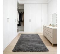 WUXXIANG Alfombra de Pelo Largo 195 x 185 cm Muy Suave, Lavable, Fluffy, Elegante, Antideslizante, Fácil de Limpiar, Moderno Súper Suave Alfombra para Salón, Dormitorio, Pasillo, Gris