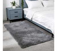 WUXXIANG Alfombra de Pelo Largo 256 x 160 cm Muy Suave, Lavable, Fluffy, Elegante, Antideslizante, Fácil de Limpiar, Moderno Súper Suave Alfombra para Salón, Dormitorio, Pasillo, Gris