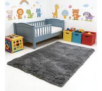 WUXXIANG Alfombra de Pelo Largo 267 x 200 cm Muy Suave, Lavable, Fluffy, Elegante, Antideslizante, Fácil de Limpiar, Moderno Lavables Alfombra para Salón, Dormitorio, Pasillo, Gris