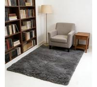 WUXXIANG Alfombra Salón 115 x 100 cm Muy Suave, Lavable, Fluffy, Elegante, Antideslizante, Fácil de Limpiar, Moderno Alfombra Suave Gruesa para Salón, Dormitorio, Pasillo, Gris