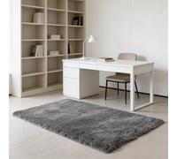 WUXXIANG Alfombra Salón 187 x 120 cm Muy Suave, Lavable, Fluffy, Elegante, Antideslizante, Fácil de Limpiar, Moderno Alfombras Salón Pelo Largo para Dormitorio, Pasillo, Gris