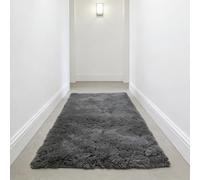 WUXXIANG Alfombra Salon 189 x 50 cm Muy Suave, Lavable, Fluffy, Elegante, Antideslizante, Fácil de Limpiar, Moderno Alfombra Lavable para Salón, Dormitorio, Pasillo, Gris