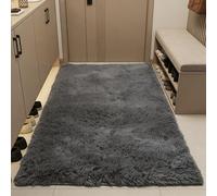 WUXXIANG Alfombra Salón 210 x 40 cm Muy Suave, Lavable, Fluffy, Elegante, Antideslizante, Fácil de Limpiar, Moderno Imitación Mullida Alfombras para Salón, Dormitorio, Pasillo, Gris