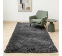 WUXXIANG Alfombra Salon 267 x 70 cm Muy Suave, Lavable, Fluffy, Elegante, Antideslizante, Fácil de Limpiar, Moderno Imitación Mullida Alfombras para Salón, Dormitorio, Pasillo, Gris