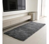 WUXXIANG Alfombra Salon 290 x 110 cm Muy Suave, Lavable, Fluffy, Elegante, Antideslizante, Fácil de Limpiar, Moderno Alfombra Mullida de Pelo Largo para Salón, Dormitorio, Pasillo, Gris