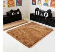 WUXXIANG Alfombra Salón 57 x 140 cm Muy Suave, Lavable, Fluffy, Elegante, Antideslizante, Fácil de Limpiar, Moderno Lavables Alfombra para Salón, Dormitorio, Pasillo, Marrón