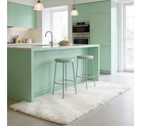 WUXXIANG Alfombras de Habitacion 115 x 225 cm Muy Suave, Lavable, Fluffy, Elegante, Antideslizante, Fácil de Limpiar, Moderno Alfombra Shaggy para Salón, Dormitorio, Pasillo, Blanco