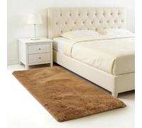 WUXXIANG Alfombras de Habitacion 115 x 225 cm Muy Suave, Lavable, Fluffy, Elegante, Antideslizante, Fácil de Limpiar, Moderno Alfombra de Felpa para Salón, Dormitorio, Pasillo, Marrón