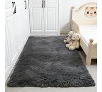 WUXXIANG Alfombras de Habitacion 130 x 50 cm Muy Suave, Lavable, Fluffy, Elegante, Antideslizante, Fácil de Limpiar, Moderno Alfombra Suave Gruesa para Salón, Dormitorio, Pasillo, Gris