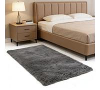 WUXXIANG Alfombras de Habitacion 195 x 185 cm Muy Suave, Lavable, Fluffy, Elegante, Antideslizante, Fácil de Limpiar, Moderno Pelo Largo Alfombra para Salón, Dormitorio, Pasillo, Gris