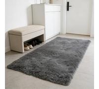 WUXXIANG Alfombras de Habitacion 210 x 40 cm Muy Suave, Lavable, Fluffy, Elegante, Antideslizante, Fácil de Limpiar, Moderno Alfombra de Felpa para Salón, Dormitorio, Pasillo, Gris