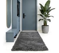 WUXXIANG Alfombras de Habitacion 290 x 110 cm Muy Suave, Lavable, Fluffy, Elegante, Antideslizante, Fácil de Limpiar, Moderno Alfombra Lavable para Salón, Dormitorio, Pasillo, Gris