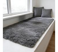 WUXXIANG Alfombras de Habitacion 75 x 200 cm Muy Suave, Lavable, Fluffy, Elegante, Antideslizante, Fácil de Limpiar, Moderno Pelo Largo Alfombra para Salón, Dormitorio, Pasillo, Gris
