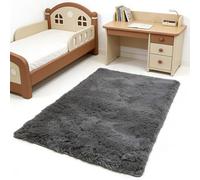 WUXXIANG Alfombras de Habitacion 84 x 180 cm Muy Suave, Lavable, Fluffy, Elegante, Antideslizante, Fácil de Limpiar, Moderno Pelusa Alfombras para Salón, Dormitorio, Pasillo, Gris