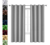 WUXXIANG Cortina Dormitorio Opaca 2 Pieza 60 x 130 cm Opacas, Térmicas, Protección contra El Frío, Cortinas Cortas Cortina Opaca Ventana, 2 Unidades, para Interiores, Sala de Estar, Gris Claro