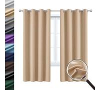 WUXXIANG Cortina Dormitorio Opaca 2 Pieza 75 x 120 cm Conserva Intimidad y Temperatura, Cortinas Blackout Salon Modernas, con Corbatas, para Habitacion Salon, Beige